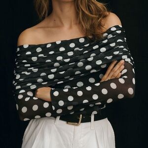 Anthropologie off-shoulder bodysuit.